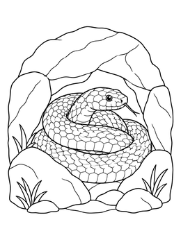 Coiled Snake in Rocky Cave coloring page