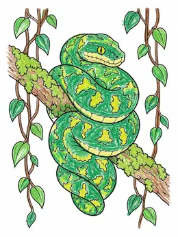 Deviantart Coiled Coiled Tree Boa On Branch – Rainforest Coloring Page