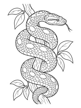 Free printable Coiling Anaconda On Jungle Branch coloring page