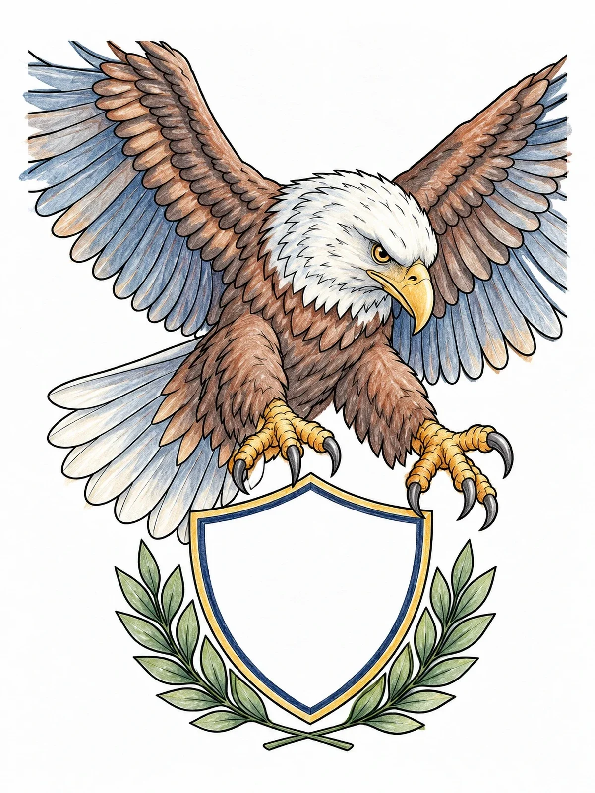 Colored example of the Fierce Eagle Mascot And Crest coloring page