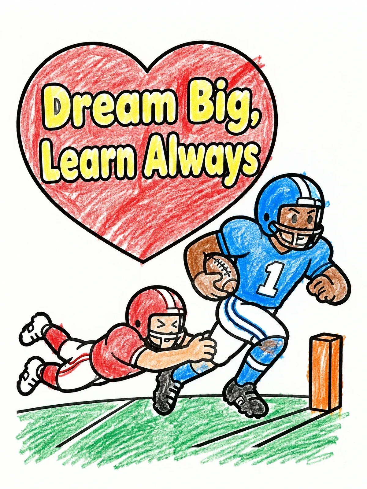 Colored example of the College Football Player Scoring Touchdown coloring page