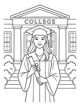 Free printable College Graduate Holding Diploma coloring page
