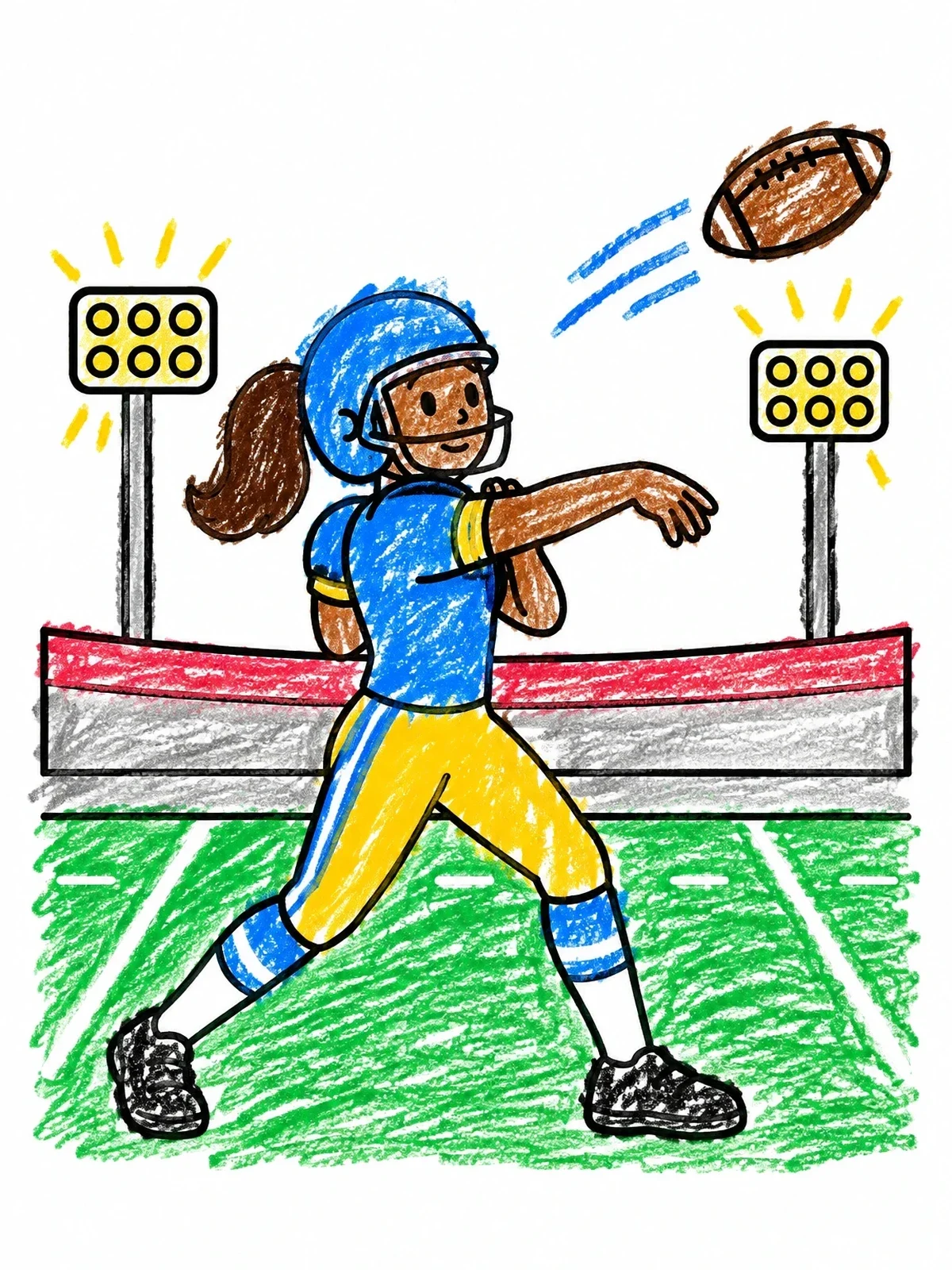 Colored example of the Quarterback Passing In Stadium coloring page