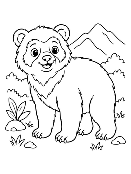 Free printable Cute Spectacled Bear In Nature coloring page