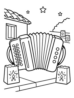 Free printable Vallenato Accordion And Little Candles coloring page