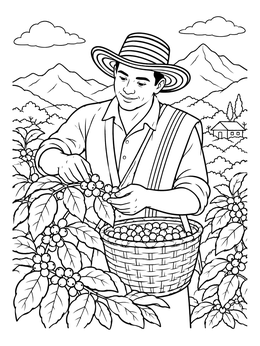 Free printable Colombian Coffee Farmer In The Andes coloring page