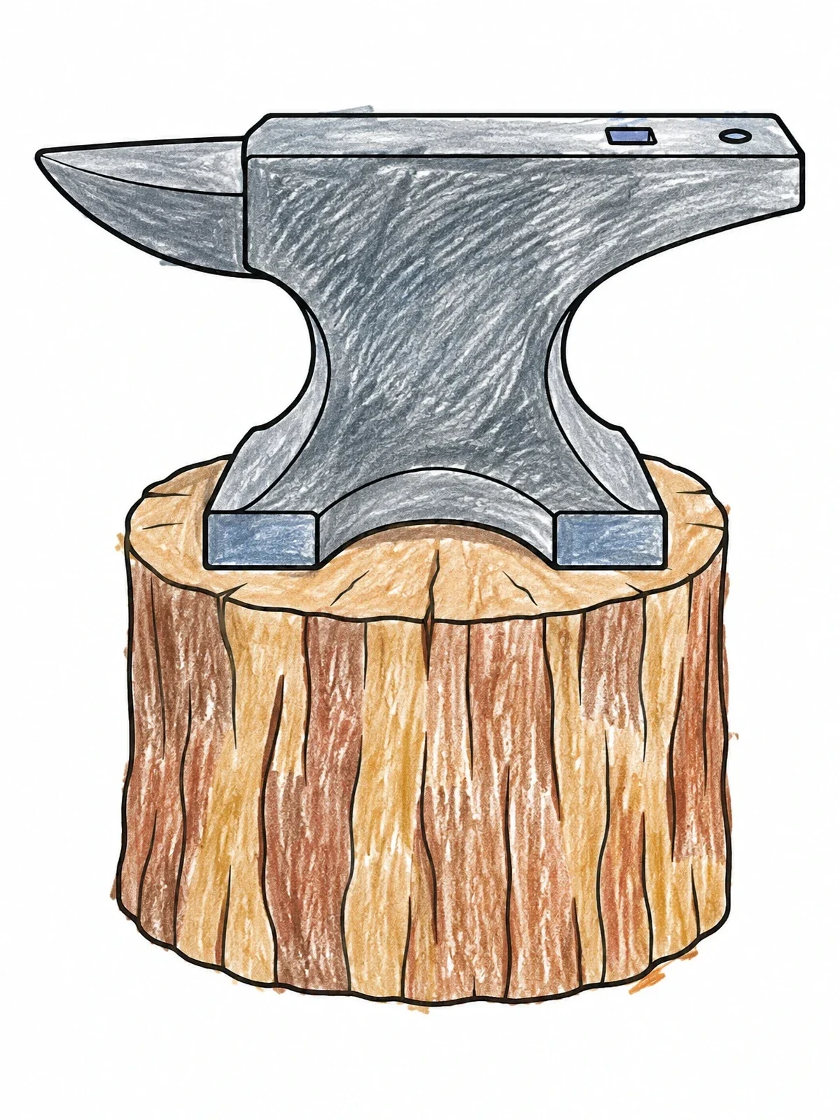 Colored example of the Blacksmith Anvil On Wooden Stump coloring page