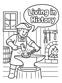 Free printable Colonial Blacksmith At The Anvil coloring page