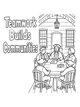 Free printable Colonial Town Meeting Gathering coloring page