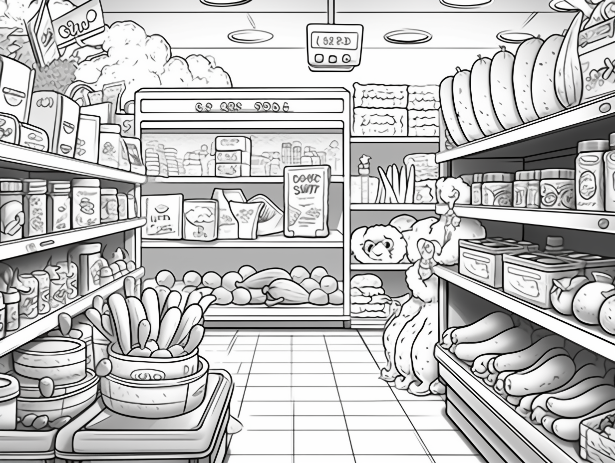 Color Your Grocery Items - Coloring Page