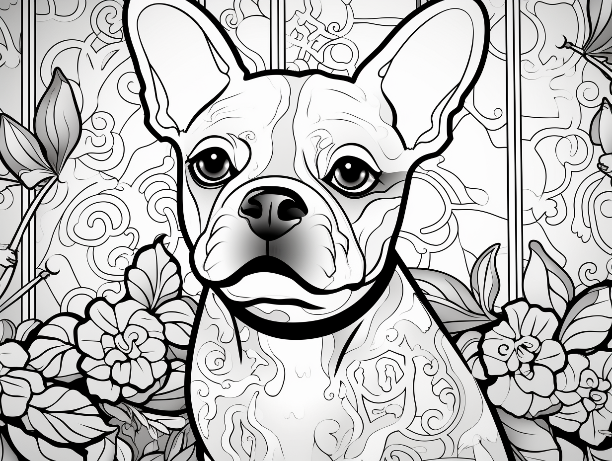 illustration of Color your way with French Bulldog patterns