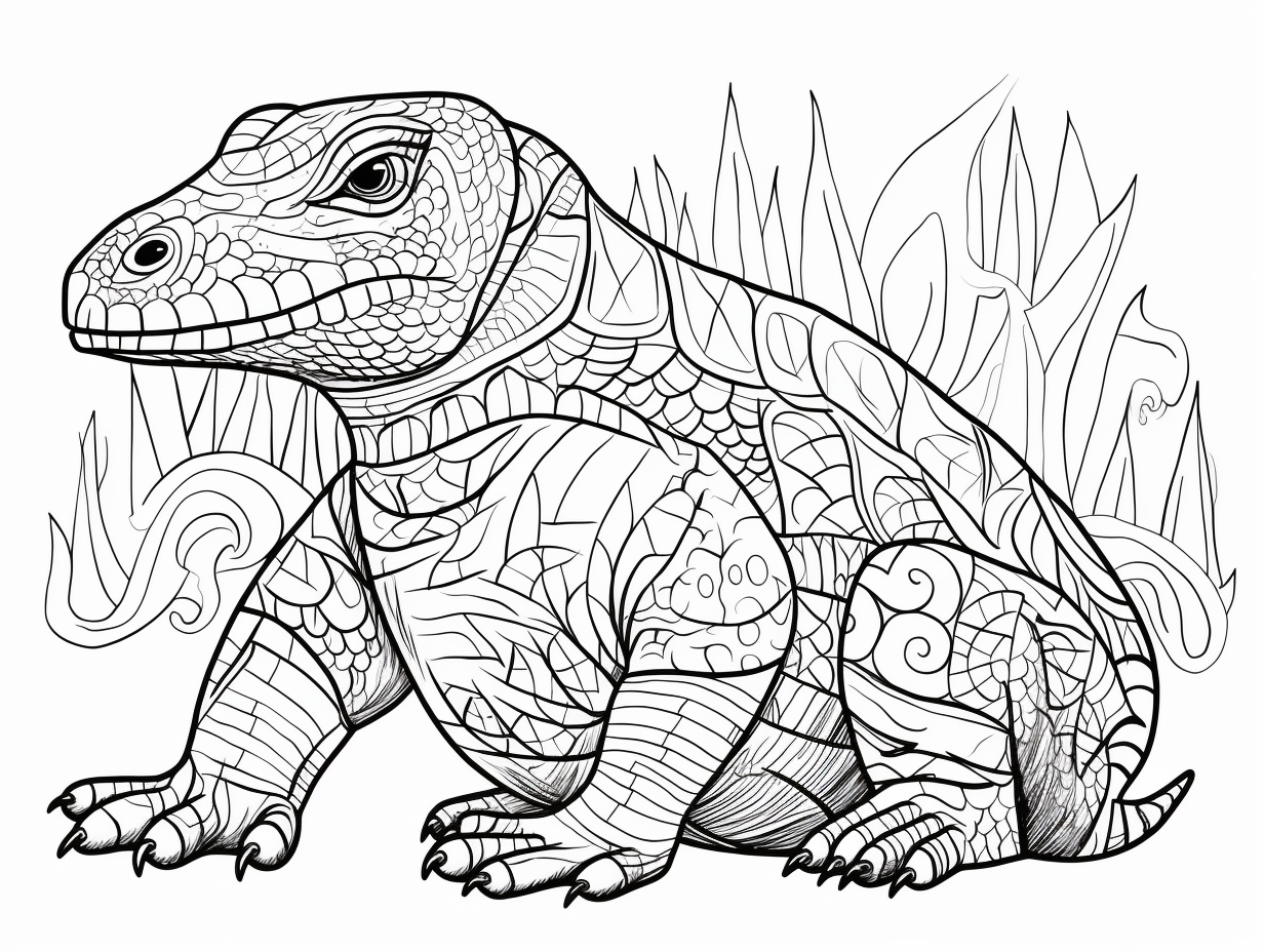 illustration of Color your way with komodo dragons