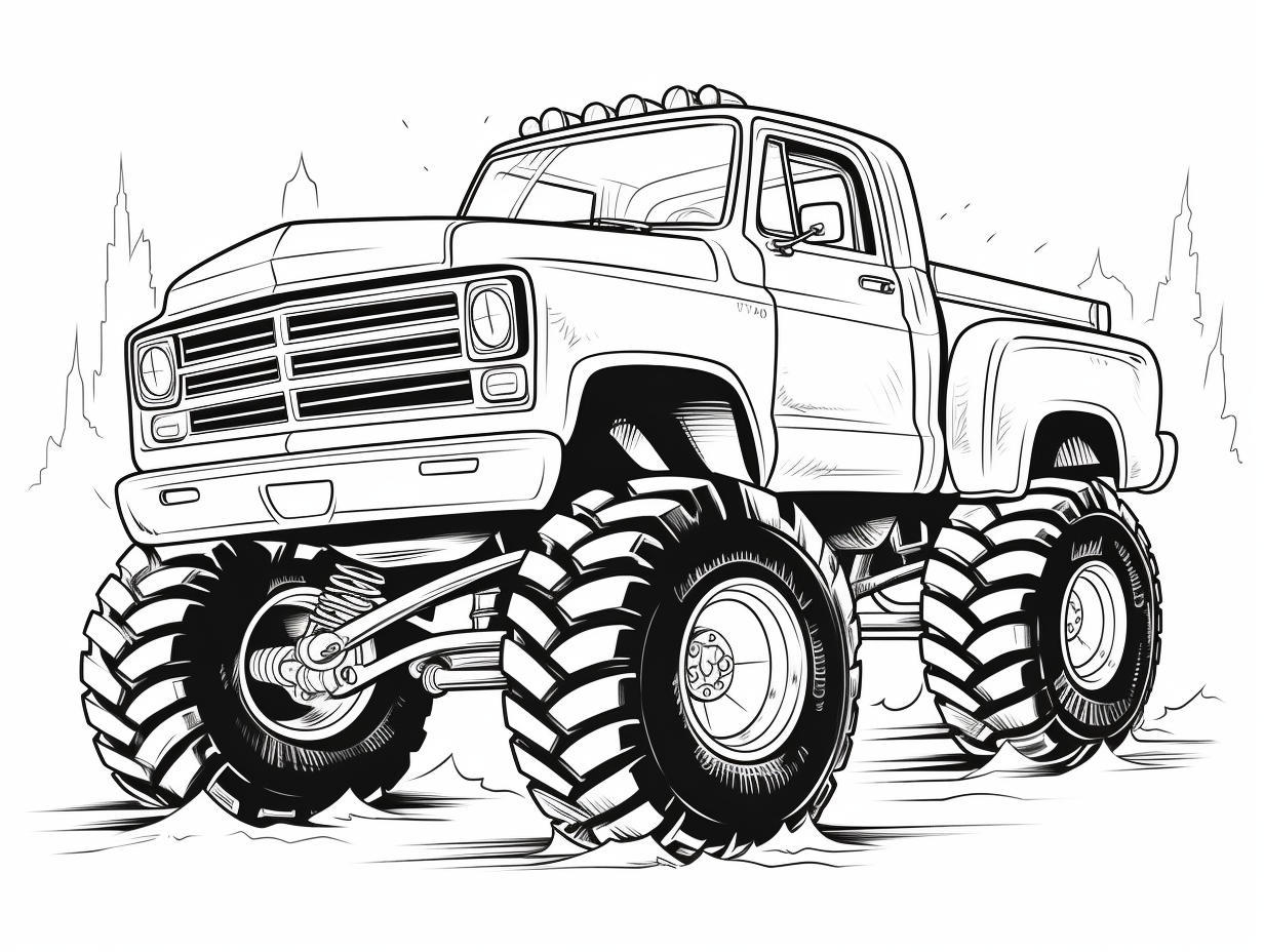 illustration of Color your way with monster trucks