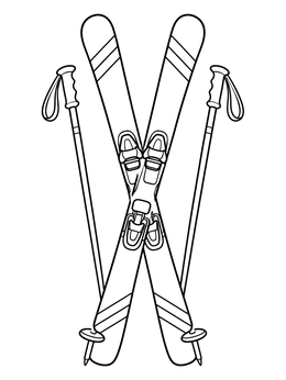 Free printable Crossed Downhill Skis And Poles coloring page