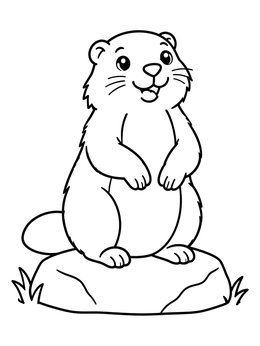 Free printable Cute Yellow Bellied Marmot On Rock coloring page