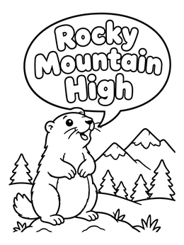 Free printable Marmot In The Rocky Mountains coloring page