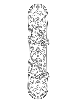 A detailed snowboard with boots on this colorado coloring page.