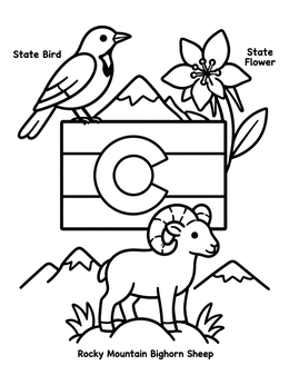Free printable Colorado State Symbols And Flag coloring page