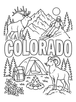 Free printable Colorado Wildlife And Outdoor Adventure Poster coloring page