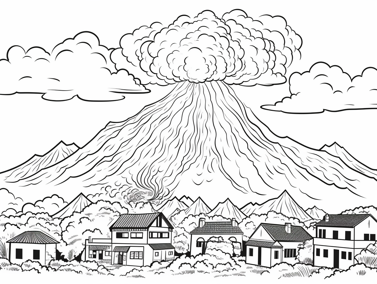 illustration of Colorful and Exciting Volcano