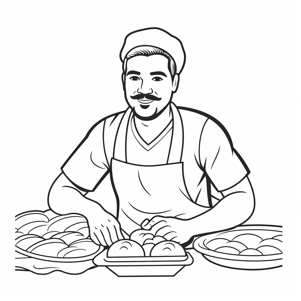 illustration of Colorful baker and treats