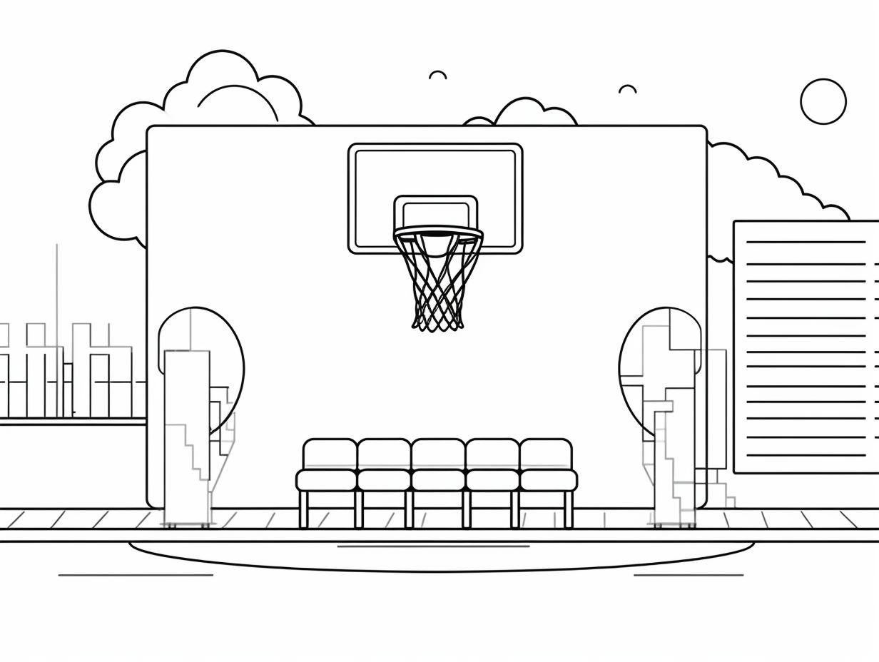 illustration of Colorful basketball court for children