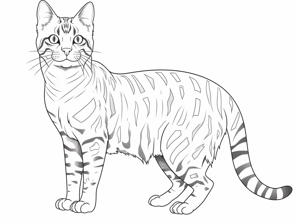 illustration of Colorful Bengal cat drawing