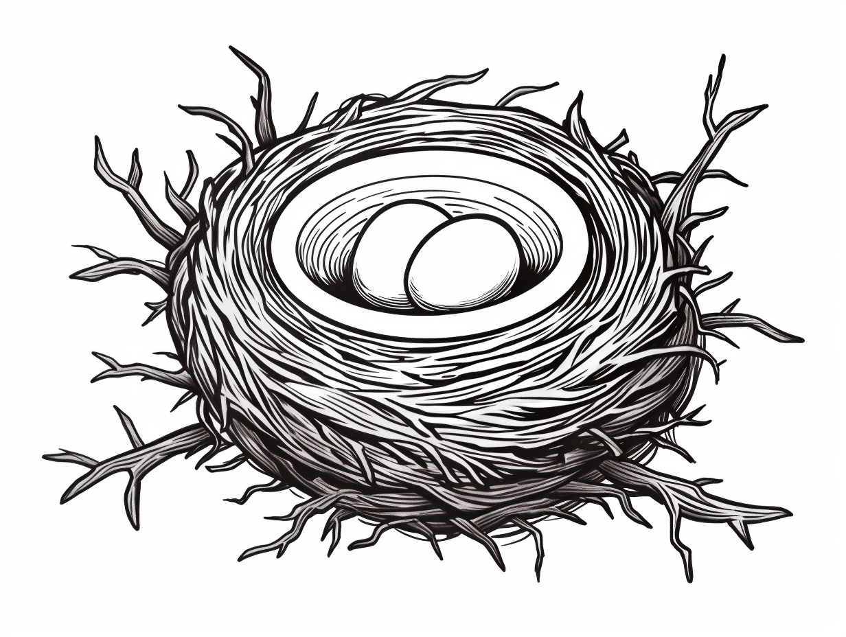 illustration of Colorful bird nest art for adults