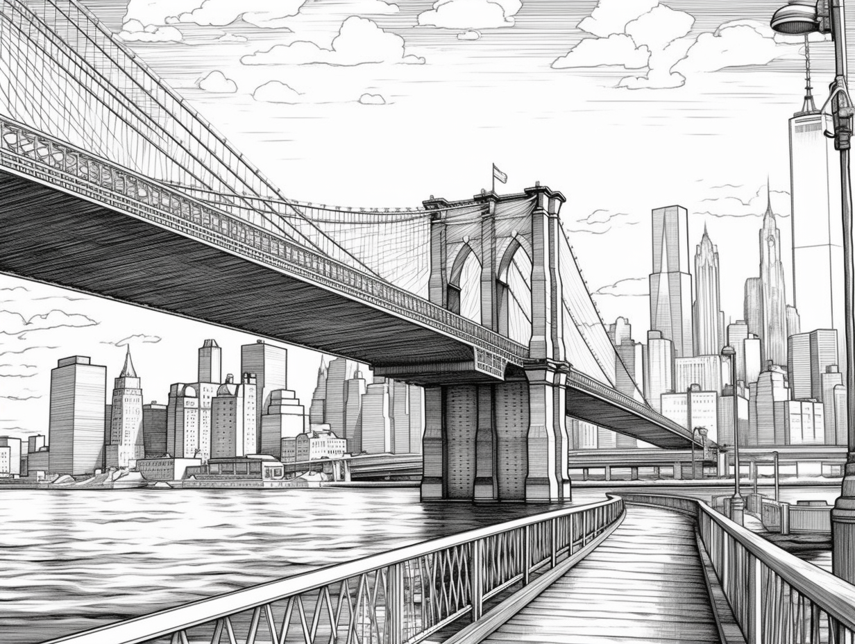 illustration of Colorful Brooklyn Bridge masterpiece