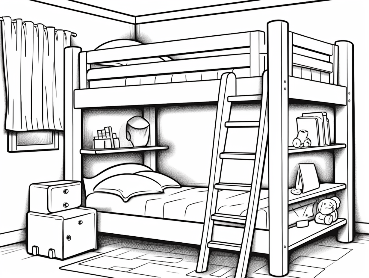 illustration of Colorful bunk-bed relaxation