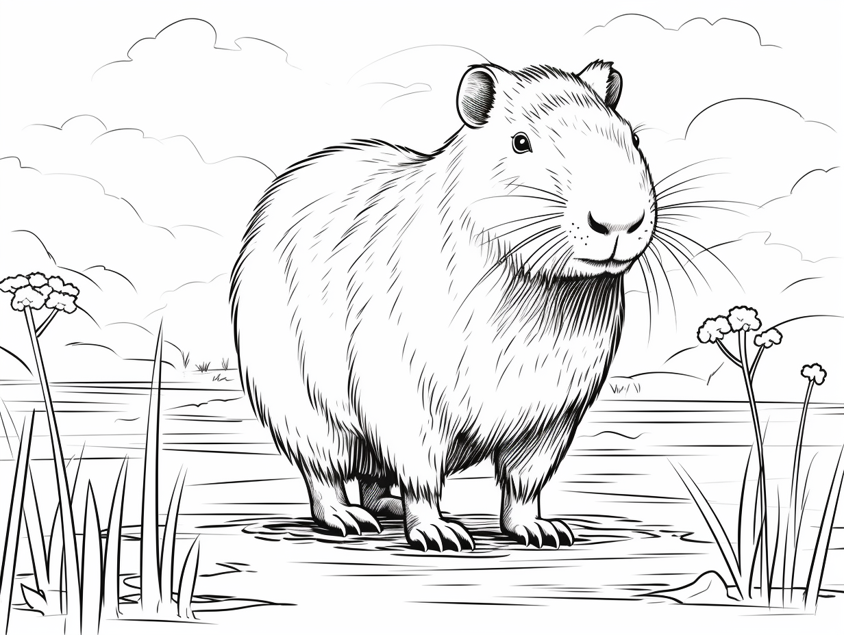 illustration of Colorful capybara masterpiece