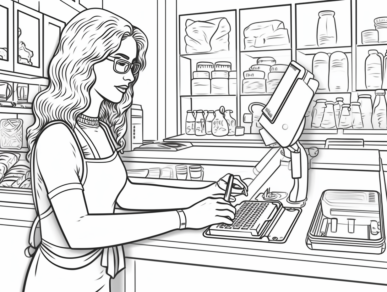 illustration of Colorful cashier experiences