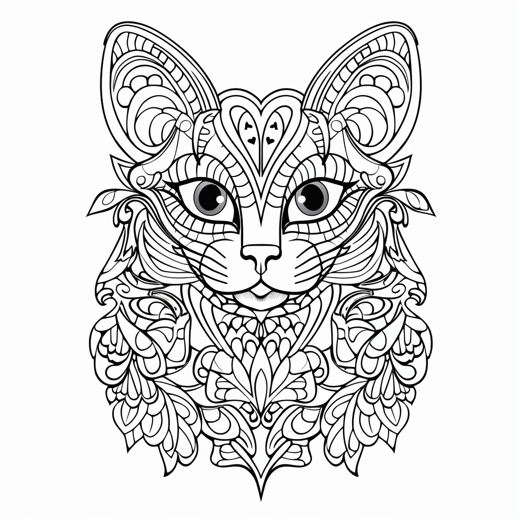 illustration of Colorful cat love mandala