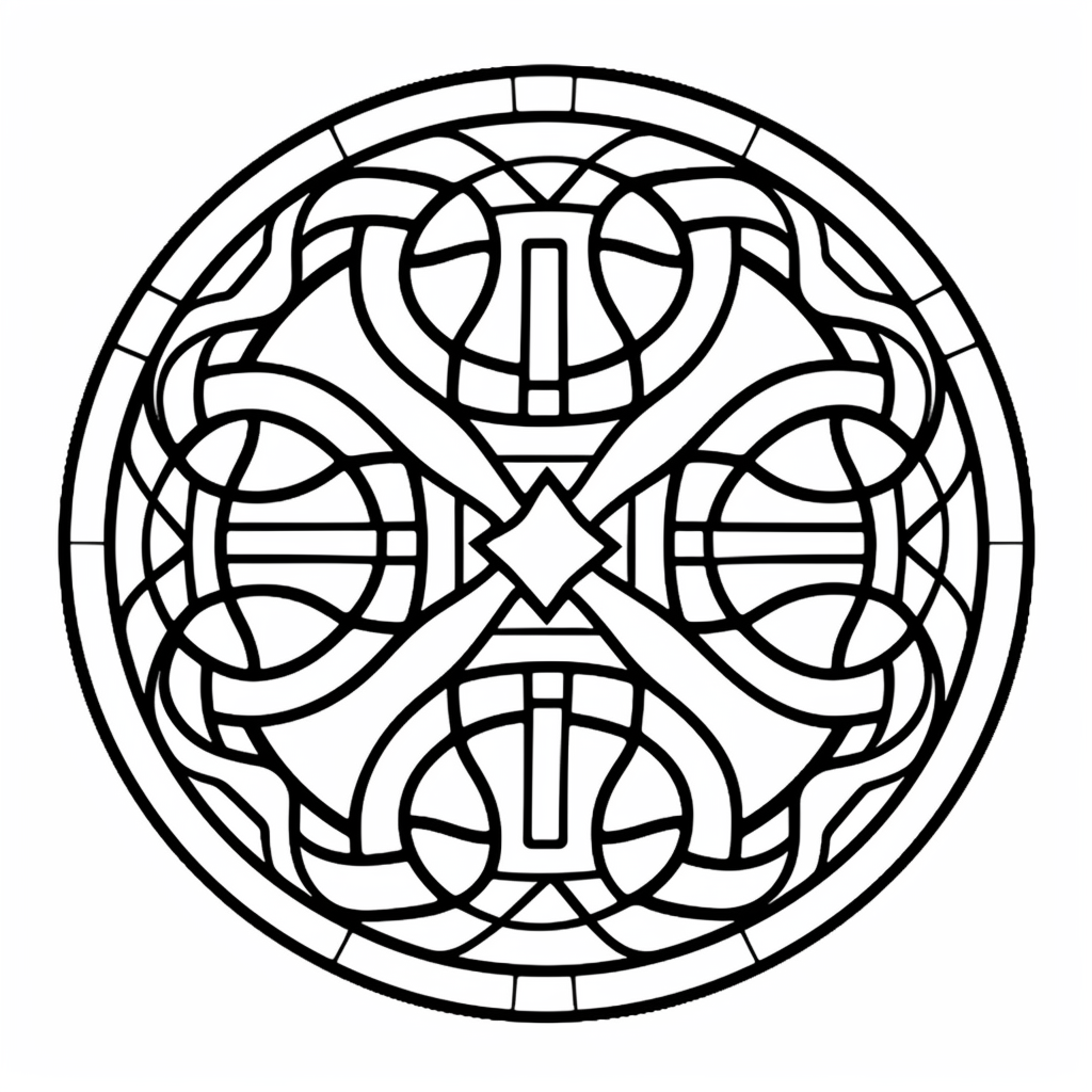 illustration of Colorful celtic stained glass pattern