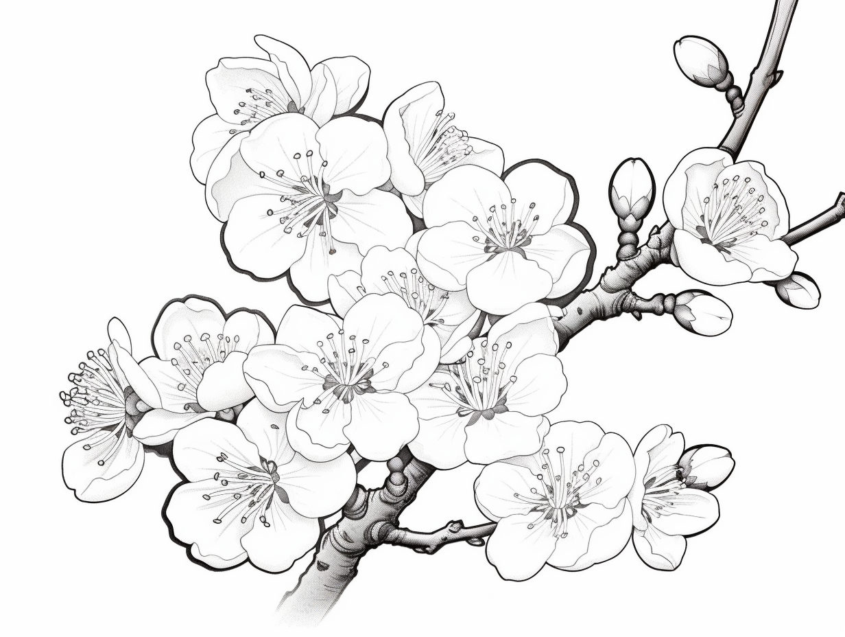illustration of Colorful cherry blossom print