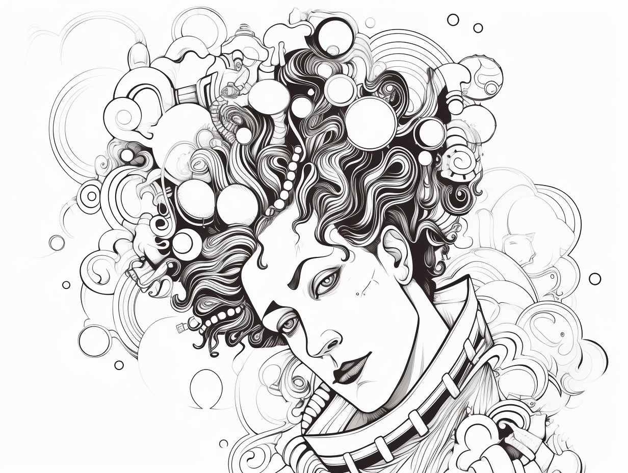 illustration of Colorful clown coloring page