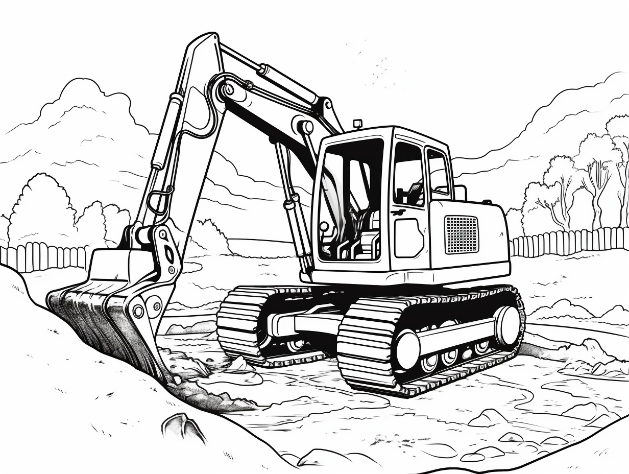 illustration of Colorful construction excavator