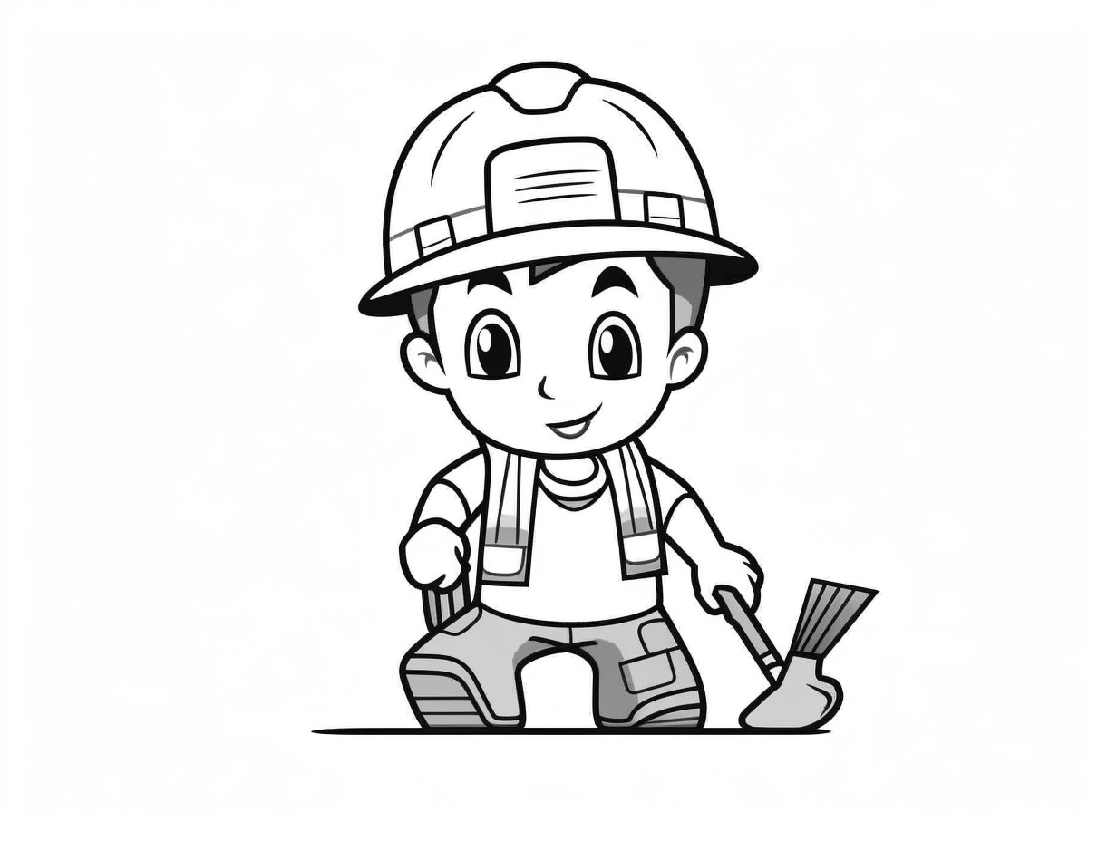 illustration of Colorful construction worker drawing