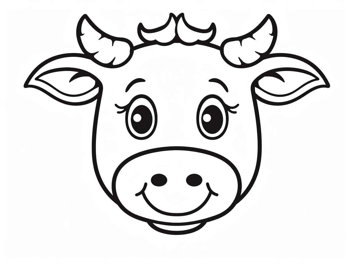 illustration of Colorful cow picture to color