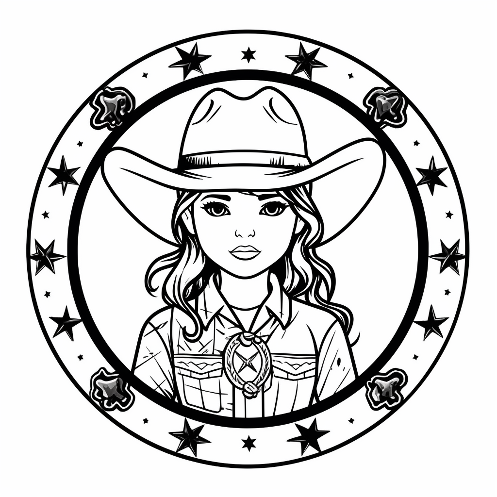 illustration of Colorful cowgirl adventure