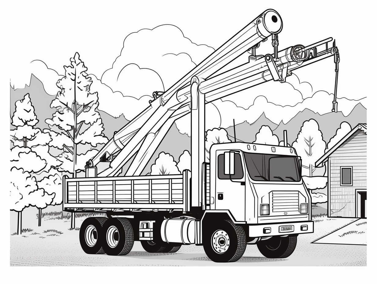 illustration of Colorful crane truck picture