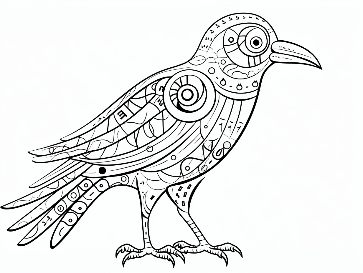 illustration of Colorful crow world: adult coloring