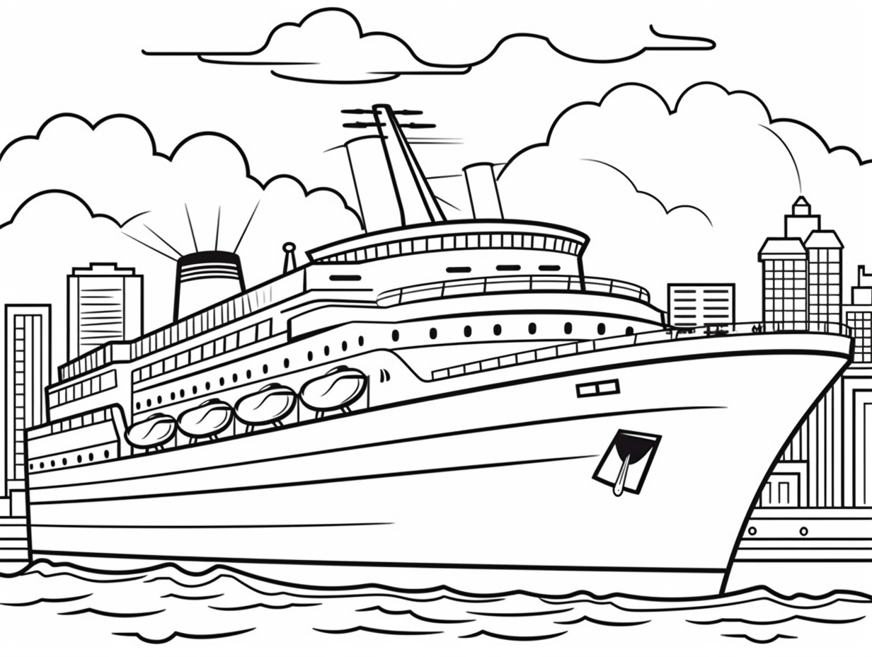 illustration of Colorful cruise ship adventure