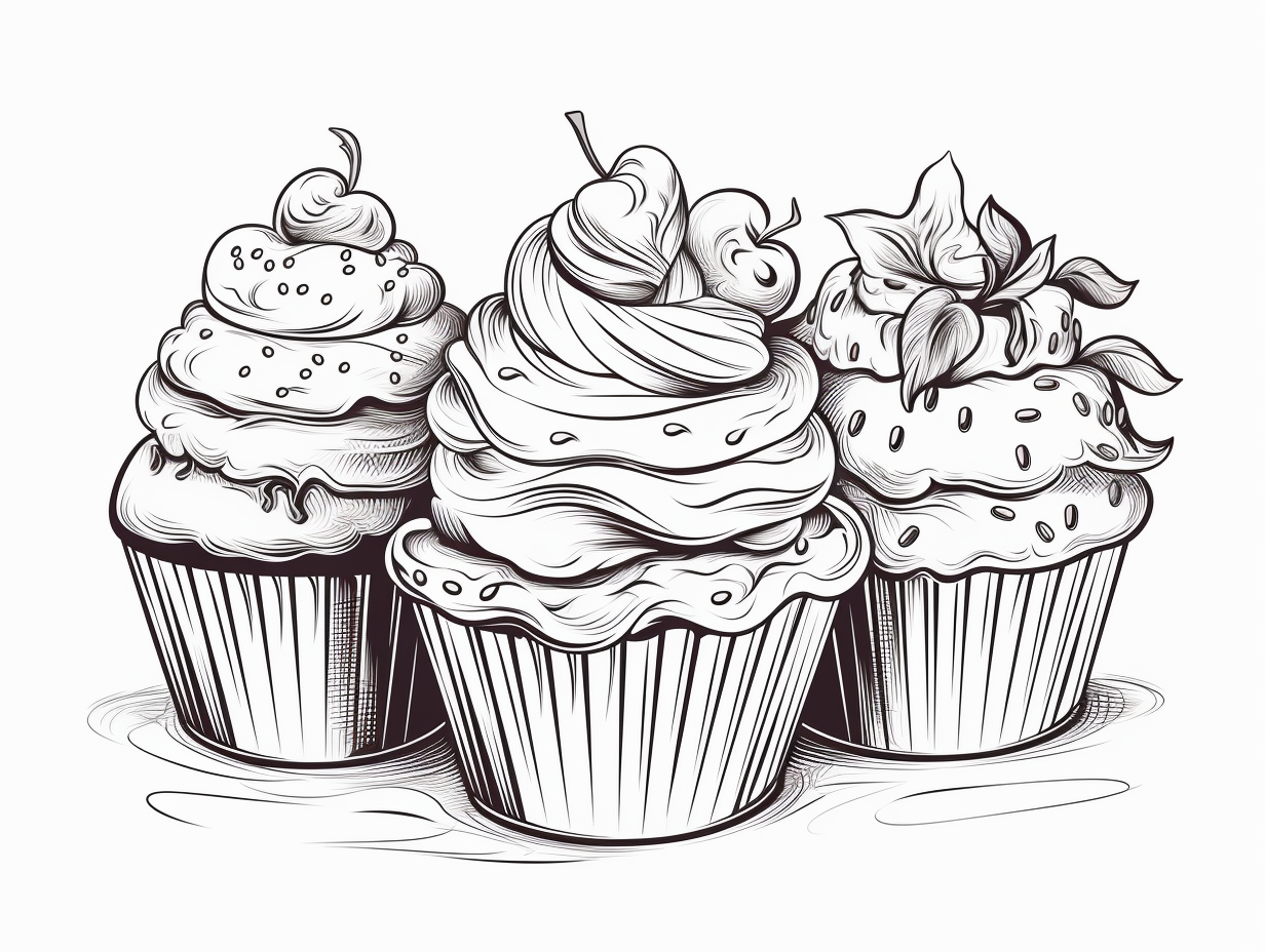 illustration of Colorful cupcake wonders for adults