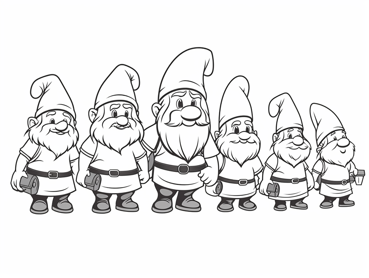 Colorful Dwarf Friends - Coloring Page