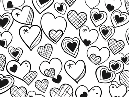 Free printable Colorful Heart Filled Valentines coloring page
