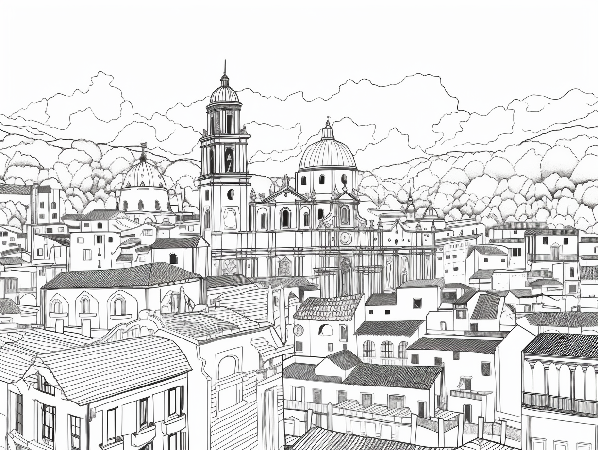 Colorful Journey Through Guatemala - Coloring Page