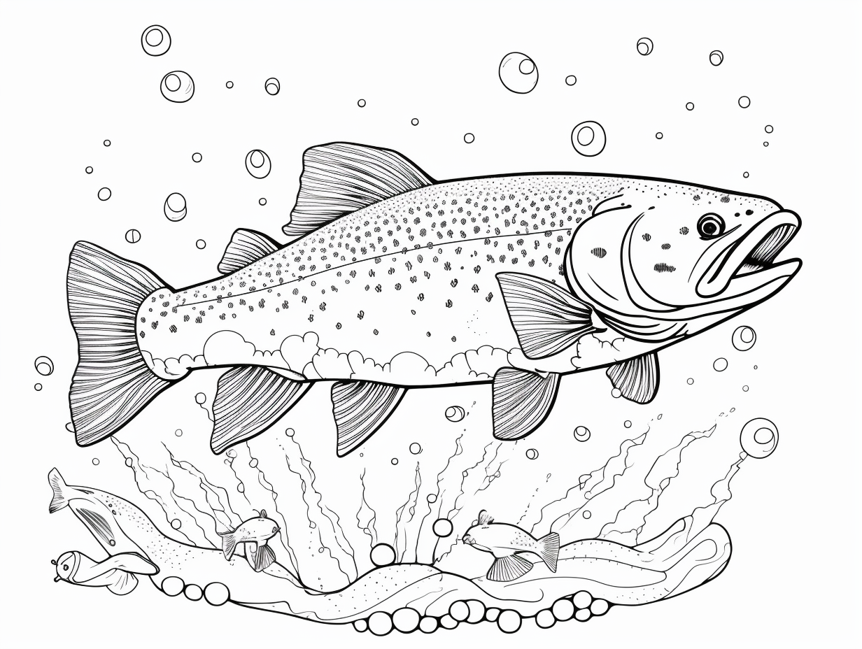 Colorful Lake Trout Illustration - Coloring Page