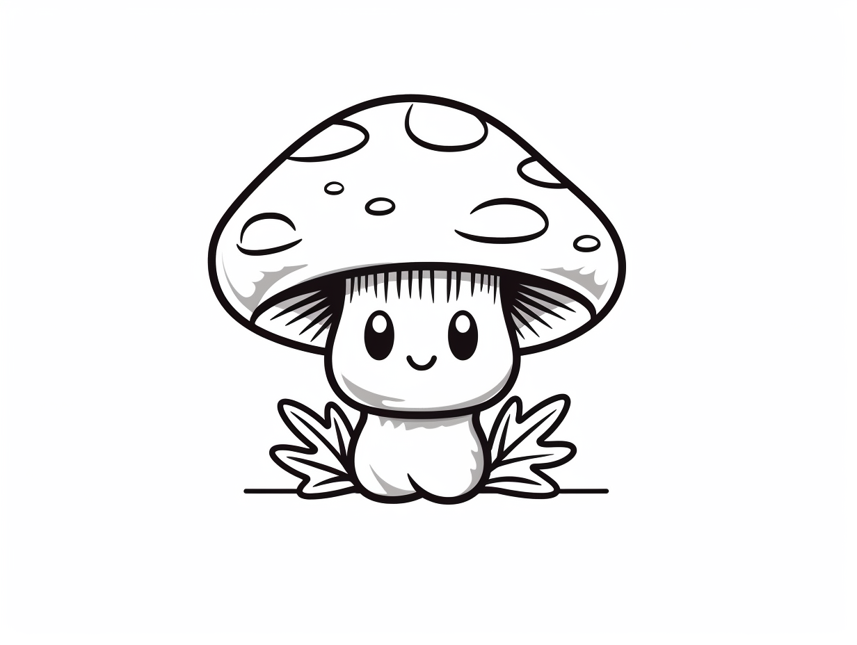 Colorful Mushroom Drawing - Coloring Page