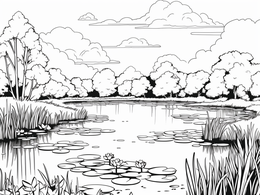 Serene Pond Coloring Pages - Coloring Page